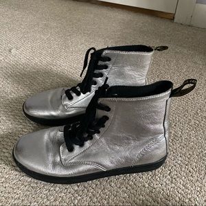 Doc Martens silver AirWair boots size 8